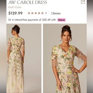New AW Bridal Carole Floral Embroidered Cream Dress New without Tags